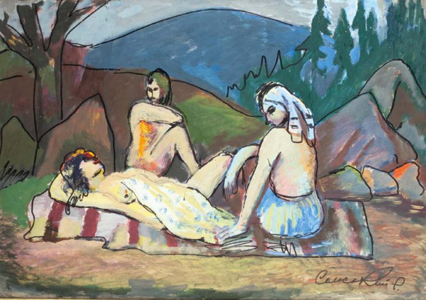 Image - Roman Selsky: Twilight Girls Resting (1950s).